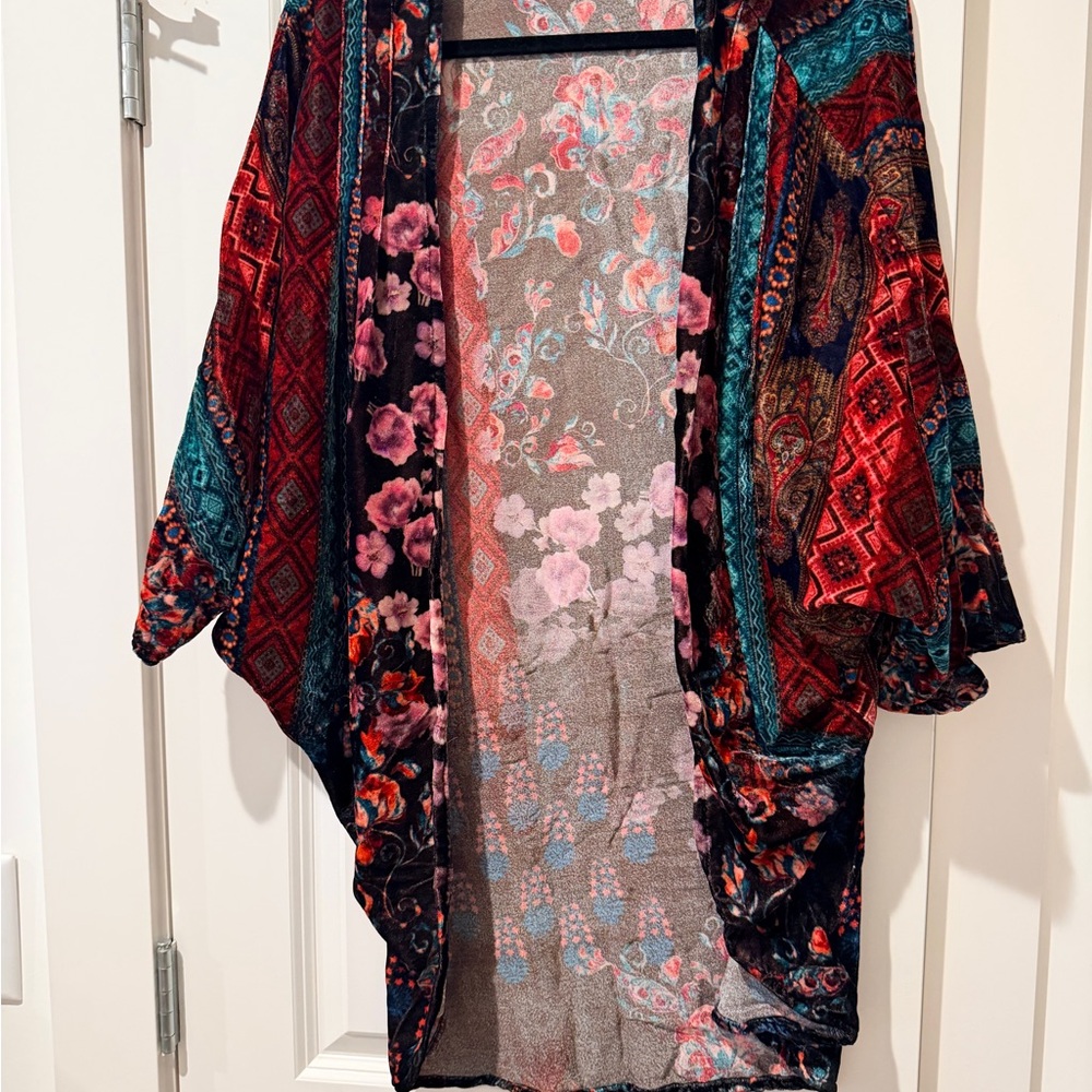 Anthropology Colorful Floral Kimono Cardigan